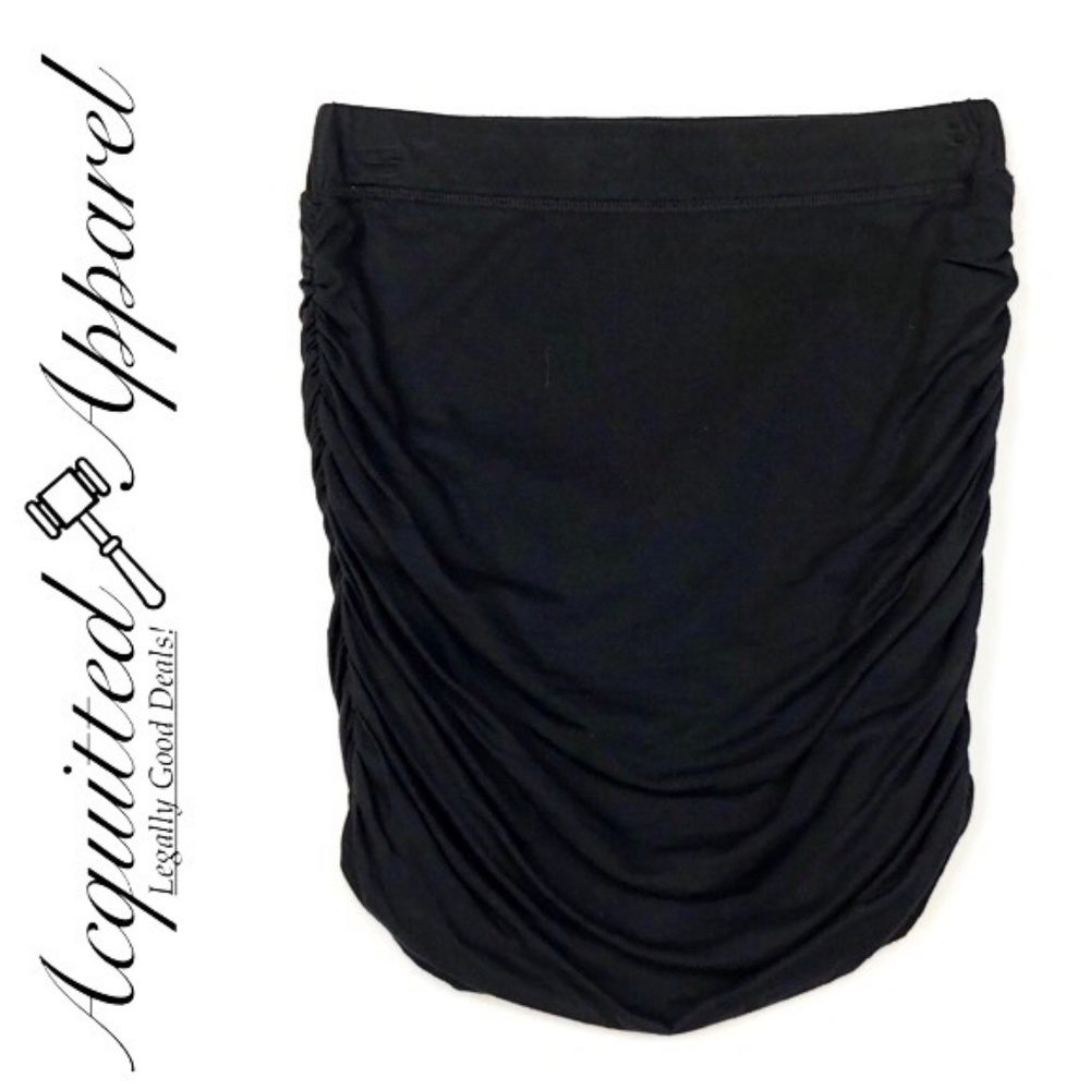 Splendid Black Bodycon Ruched Tight Skirt Fitted